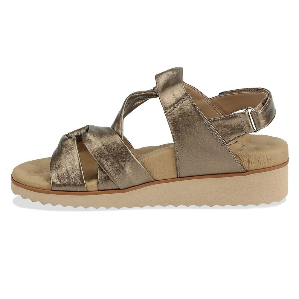 Ros Hommerson Hillary Women's Sandal Bronze‎ Leather Adj Comfort Low Wedge 7.5WW - Picture 2 of 6
